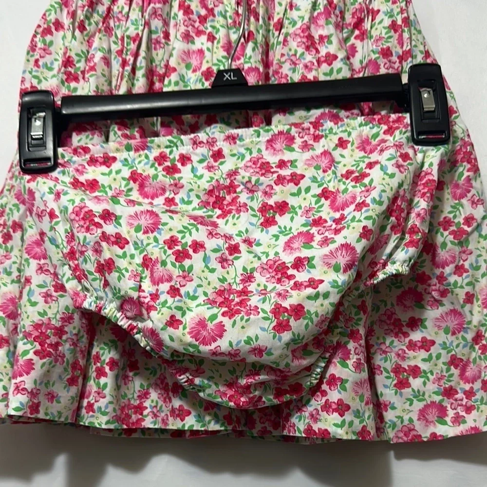 Ralph Lauren Smocked White and Pink Sundress with Square Neck